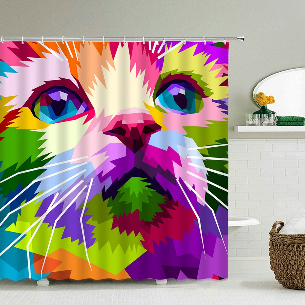 Big Cat Shower Curtain - Big Cat / W90xH180cm