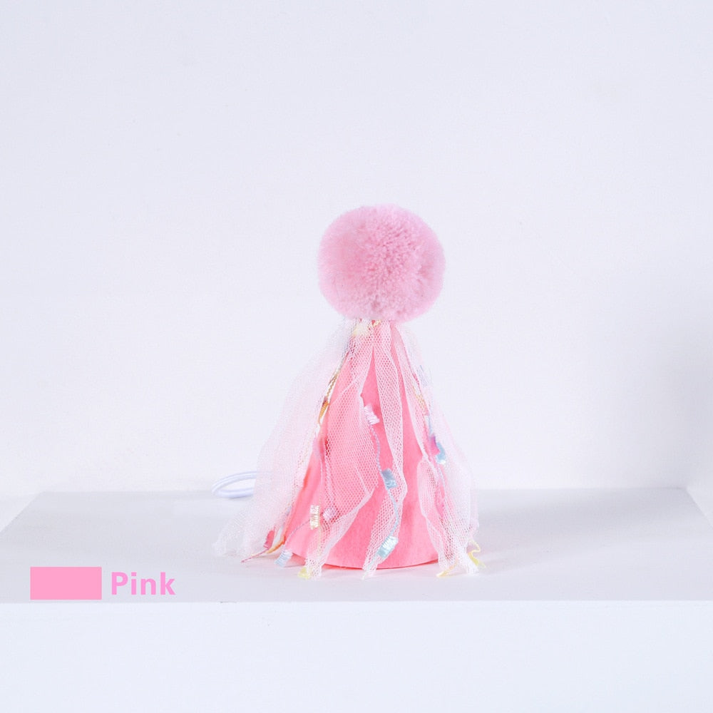 Birthday Hats for Cats - Pink Tassels - Hat for Cats