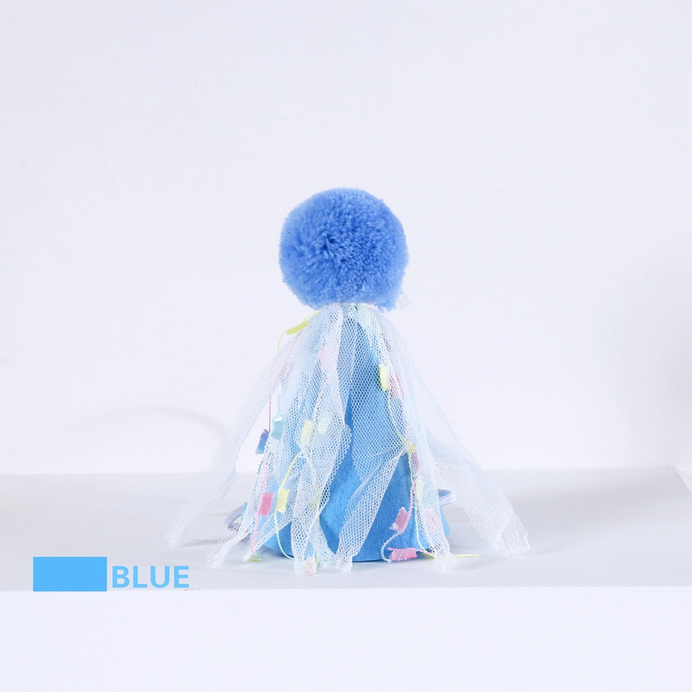 Birthday Hats for Cats - Blue Tassels - Hat for Cats