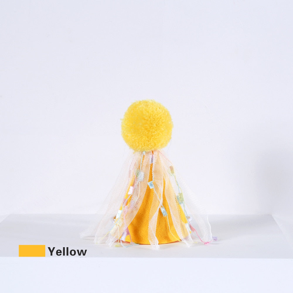 Birthday Hats for Cats - Yellow Tassels - Hat for Cats