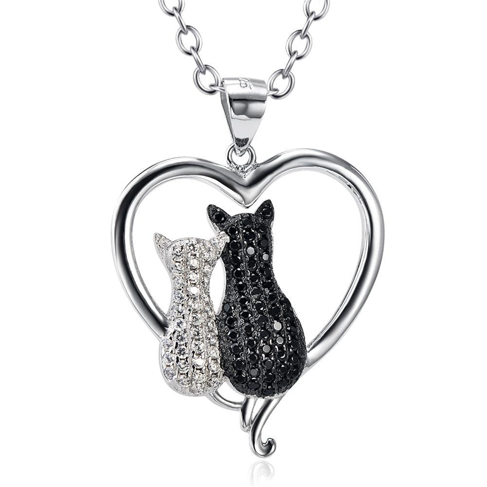 Black and White Cat Necklace - Cat necklace