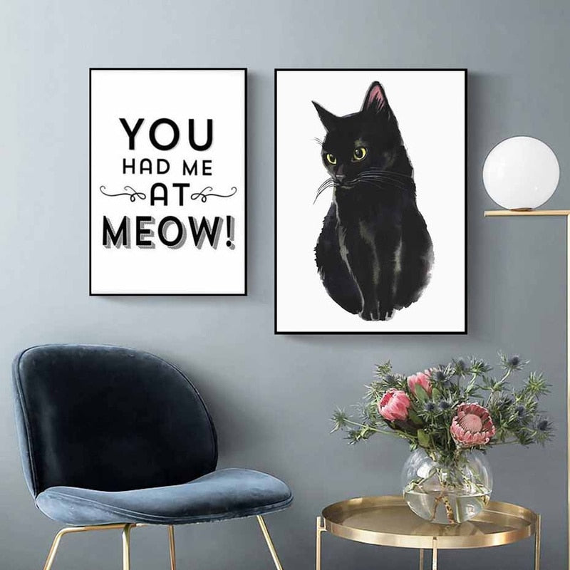 Black and White Cat Wall Art