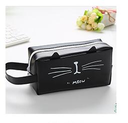 Black and White Cosmetic Purse - Black - Cat purse