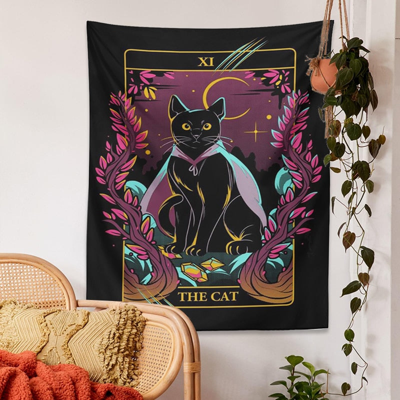Black Art Cat Tapestry - Cat Tapestry