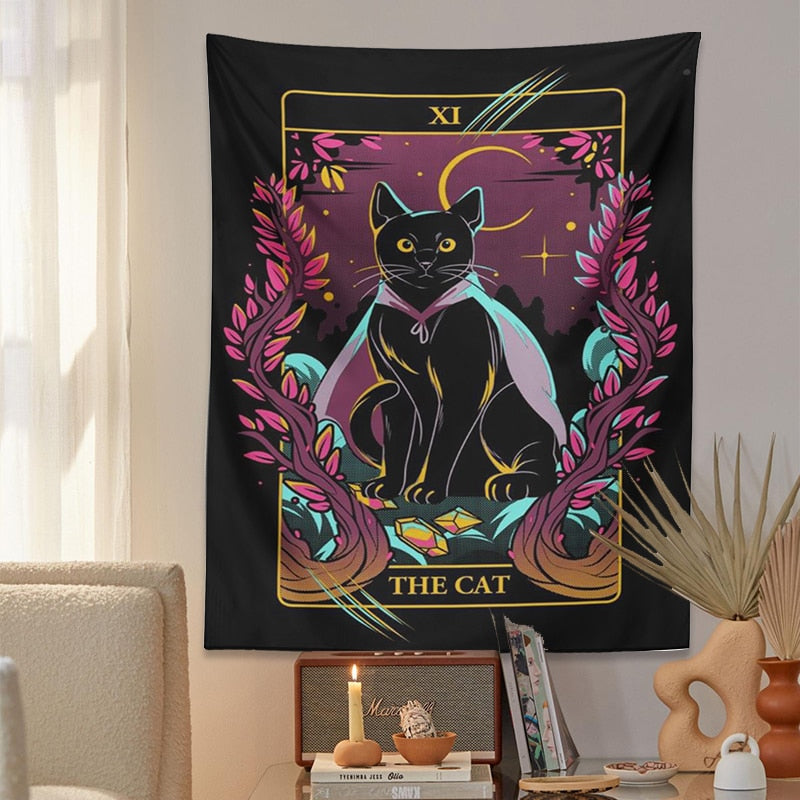 Black Art Cat Tapestry - Cat Tapestry