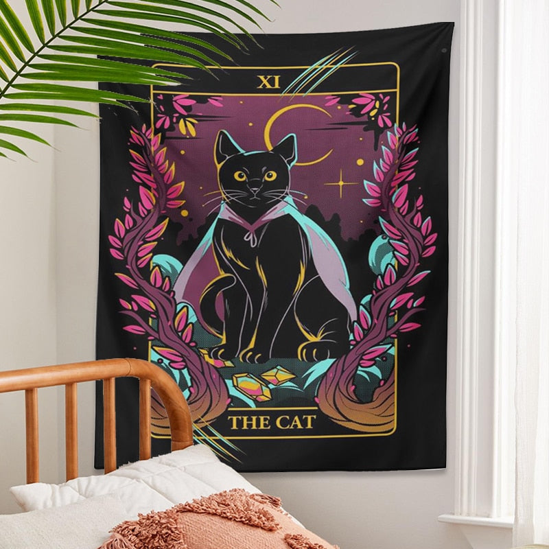 Black Art Cat Tapestry - Cat Tapestry