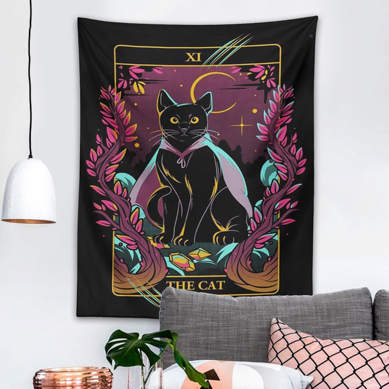 Black Art Cat Tapestry - Cat Tapestry
