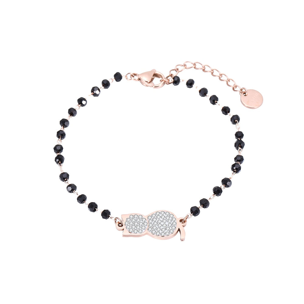 Black Cat Bracelet - Rose Gold - Cat bracelet