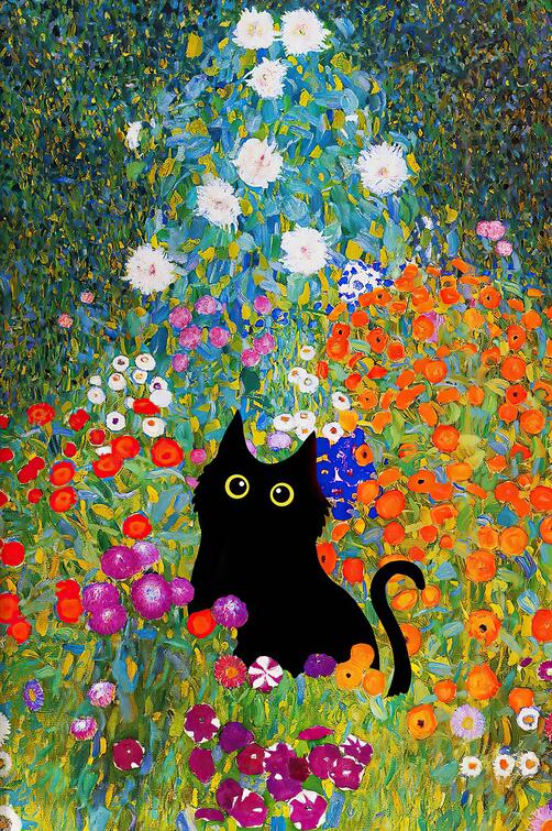 Black Cat Face Painting - 20X30CM NO FRAME / Orange