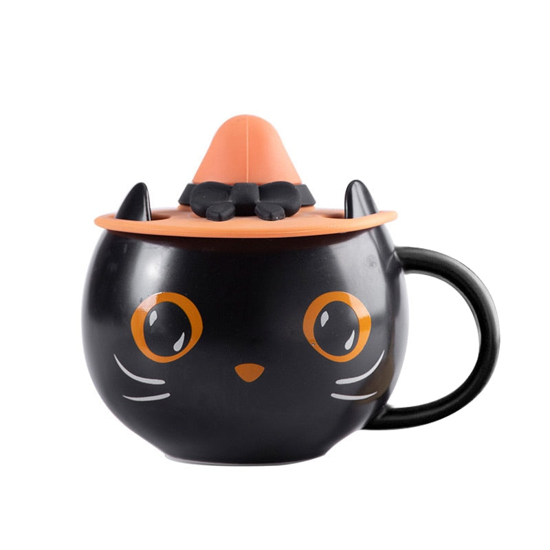 Black Cat Mug - United States / Black / With Lid