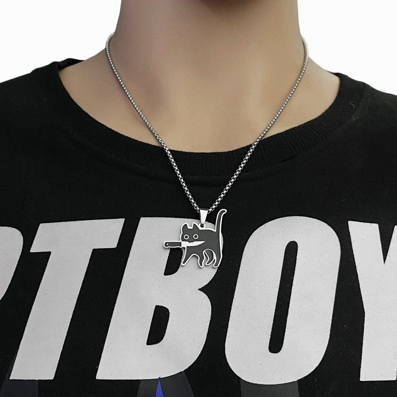 Black Cat Necklace - Cat necklace
