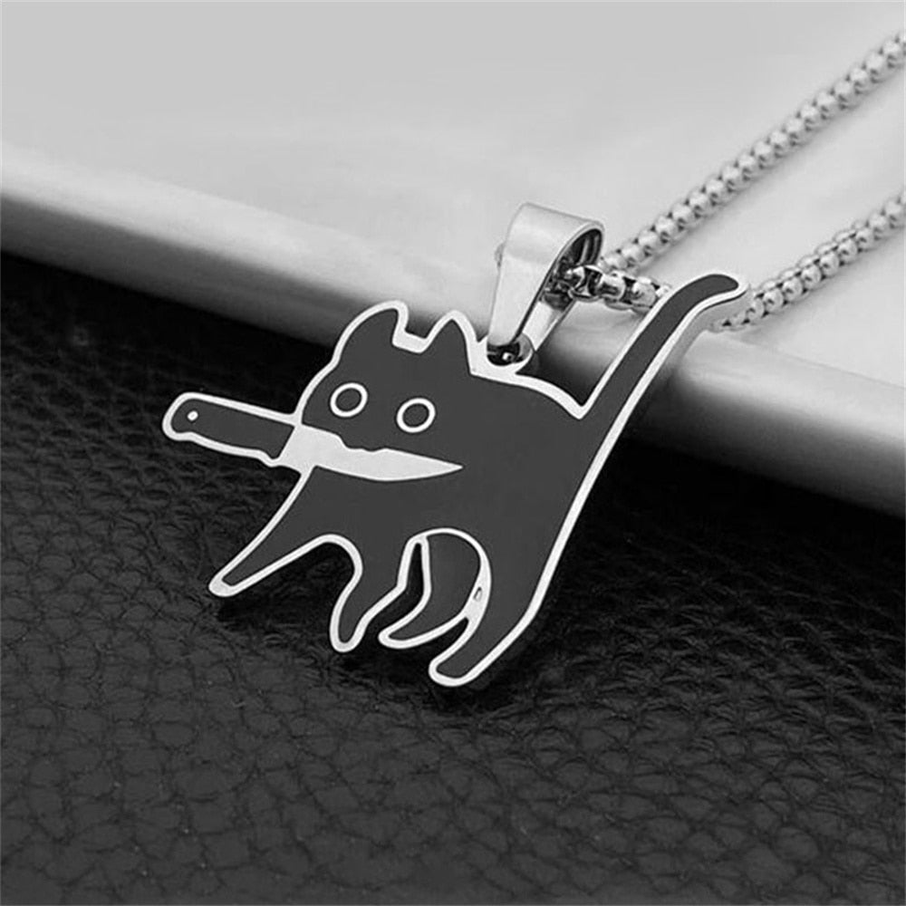 Black Cat Necklace - Cat necklace