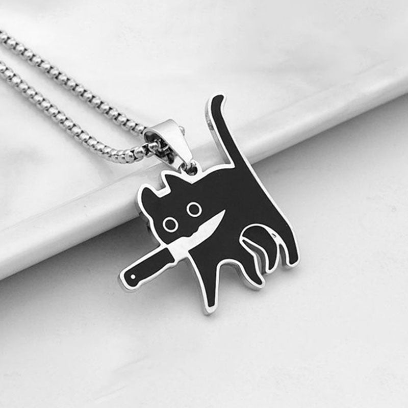 Black Cat Necklace - Cat necklace