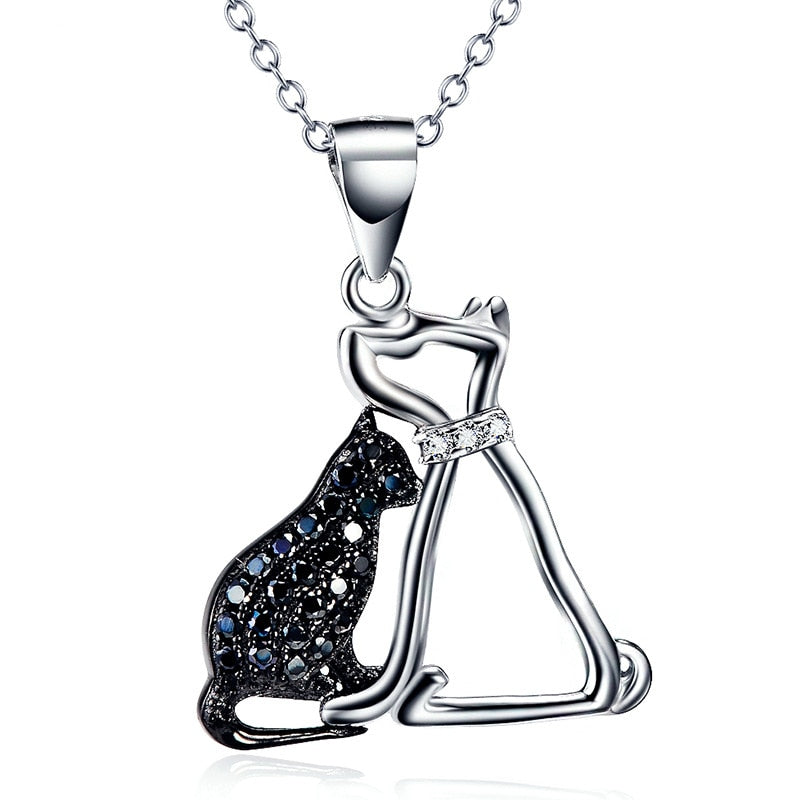 Black cat necklace store onyx sterling silver