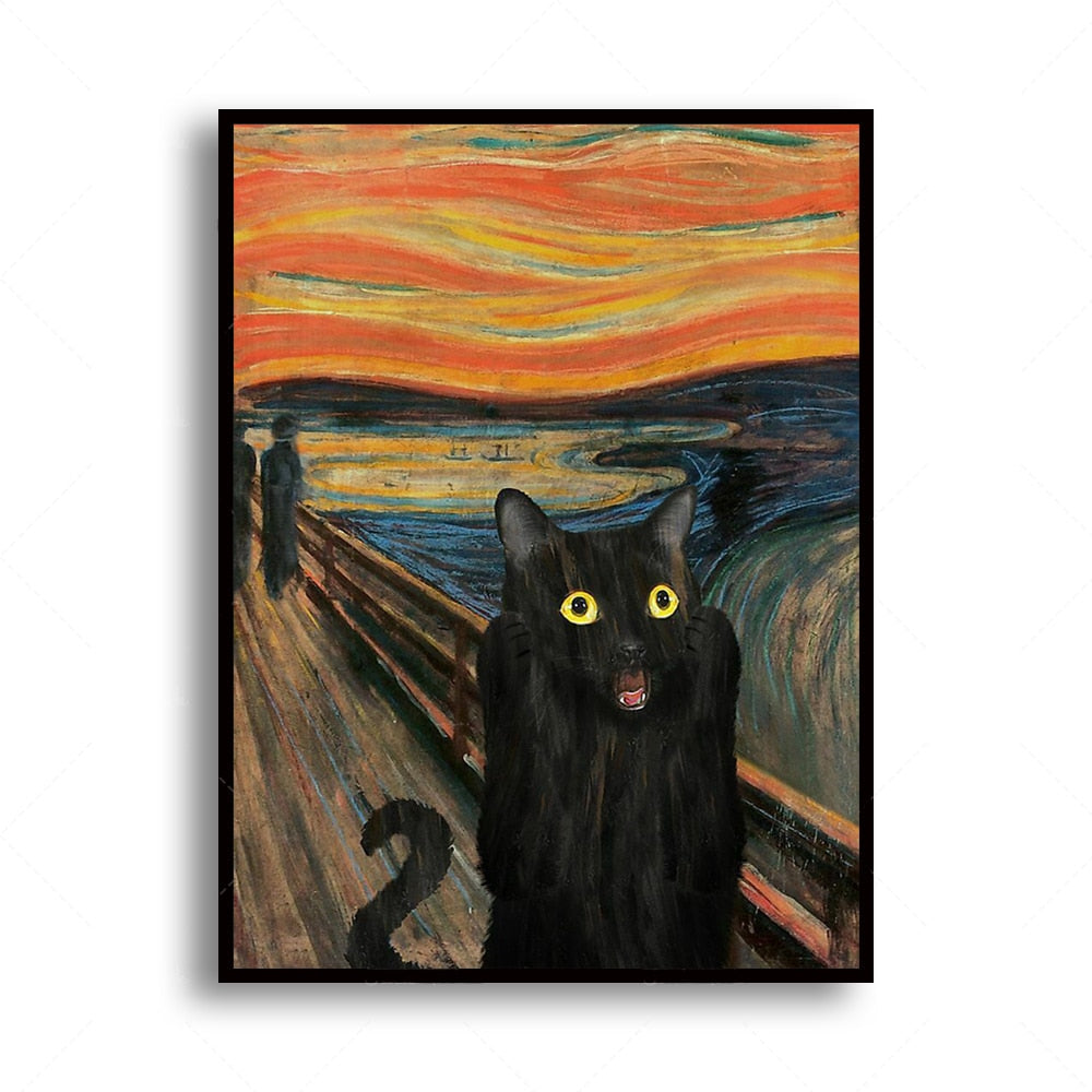 Black Cat Painting - 10x15 CM No Frame / Orange
