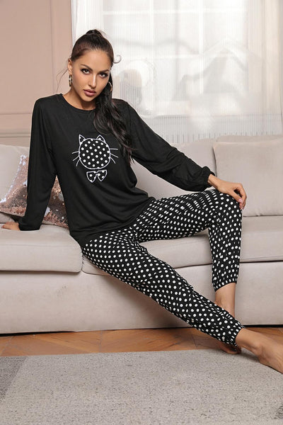 Black Cat Pajamas - Black / S - Cat pajamas