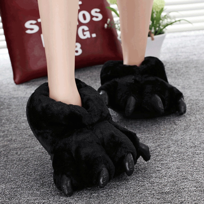 Black Cat Paw Slippers - Black / 4.5 - Cat slippers