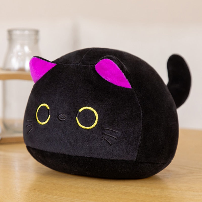 Black Cat Plush Pillow - 8cm / purple