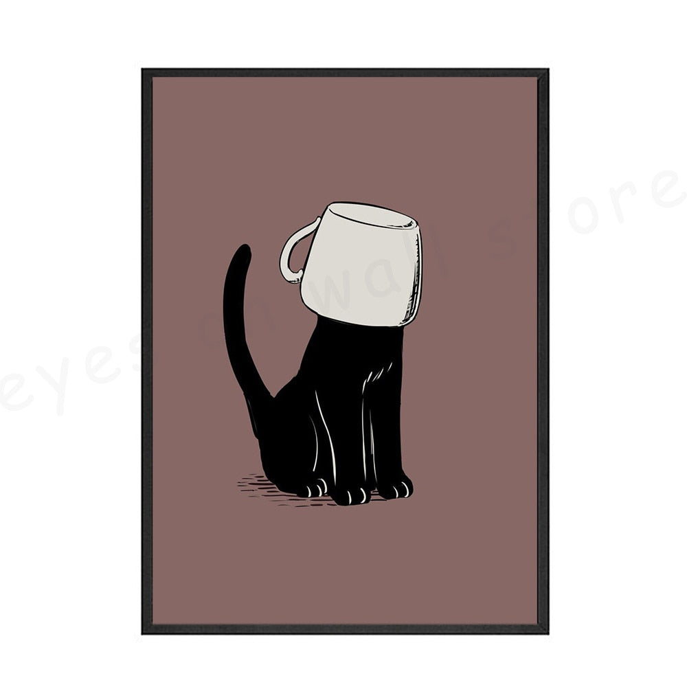 Black Cat Posters - 10x15cm No Frame / Brown - Cat poster