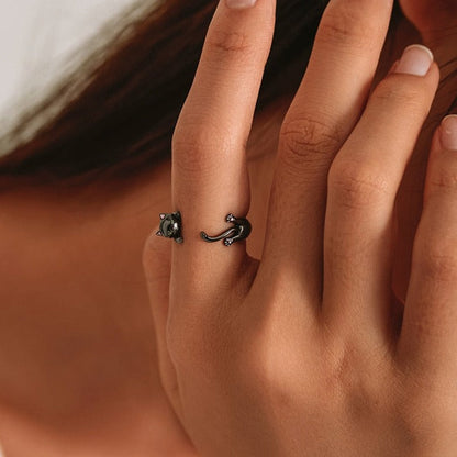 Black Cat Ring - cat rings