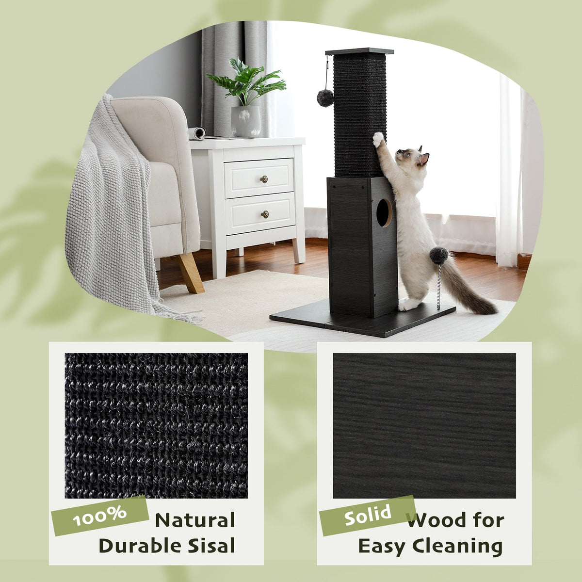 Black Cat Scratch Post - Cat scratching post