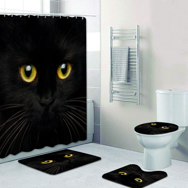 Black Cat Shower Curtain
