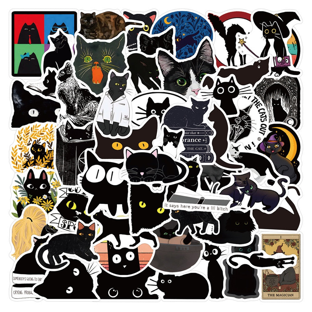 Black Cat Stickers - 50 B
