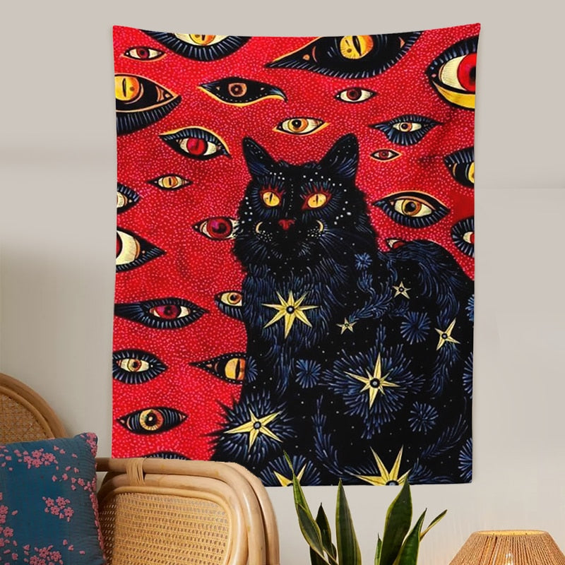 Black Cat Tapestry - Cat Tapestry