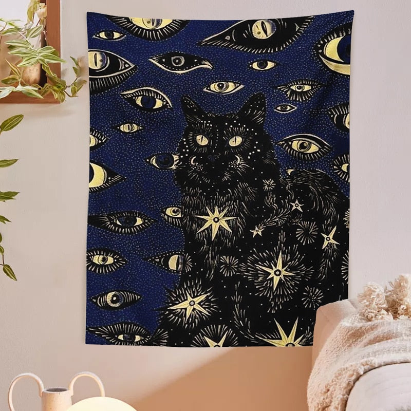 Black Cat Tapestry - Cat Tapestry