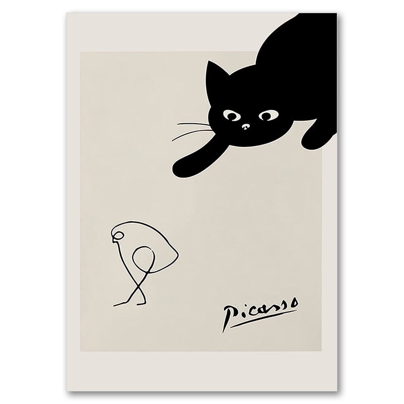 Black Cat Wall Art - 20x25cm No Frame / Black