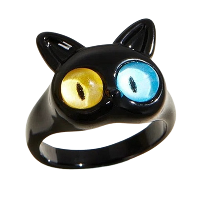 Black Cats Eye Ring - cat rings