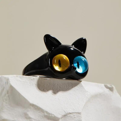 Black Cats Eye Ring - cat rings