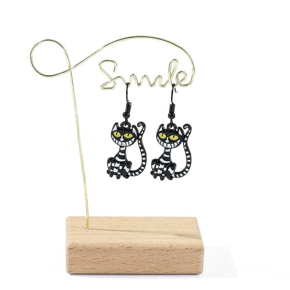 Black Cheshire Cat Earrings - Cat earrings