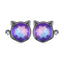 Black Eye Silver Cat Earrings - Cat earrings