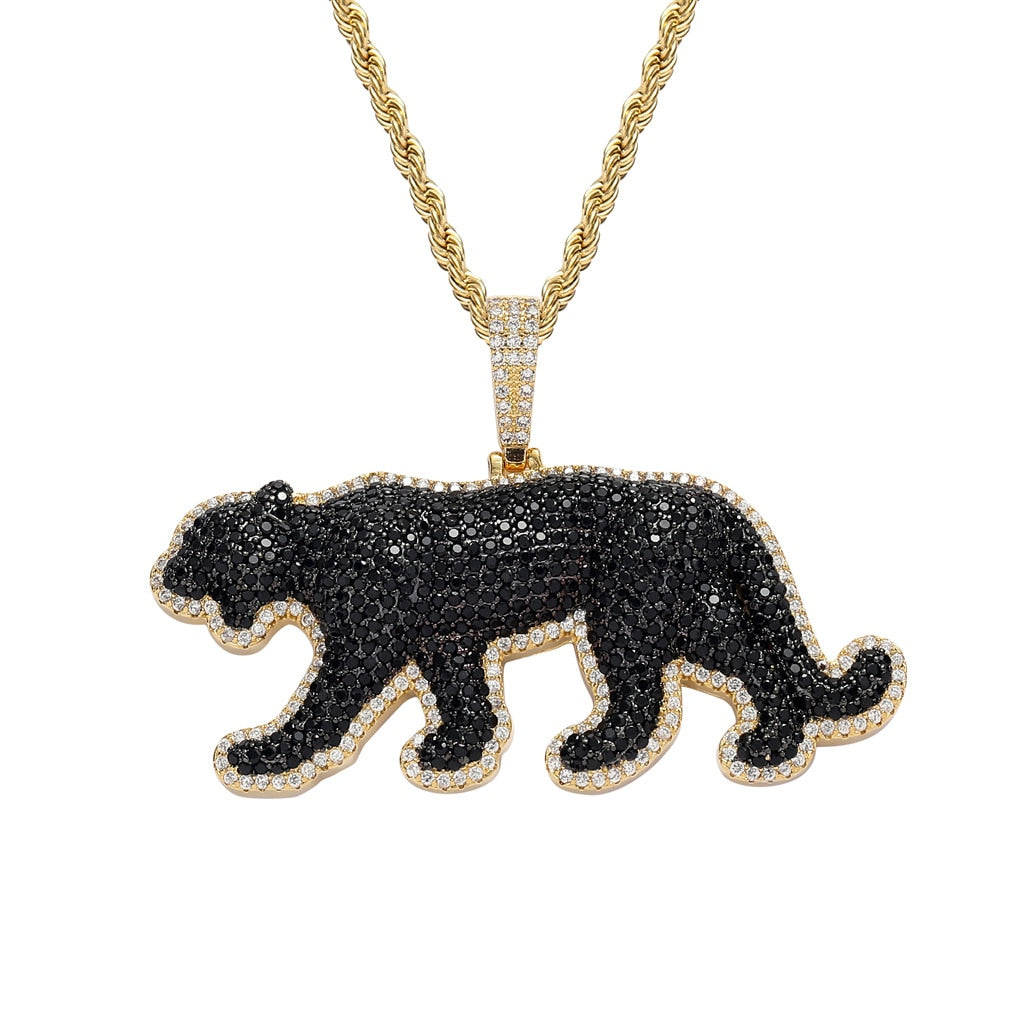 Black Panther Cat Necklace - Gold - Cat necklace