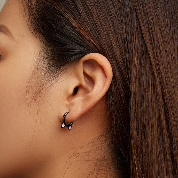 Black Pink Cat Earrings - Cat earrings