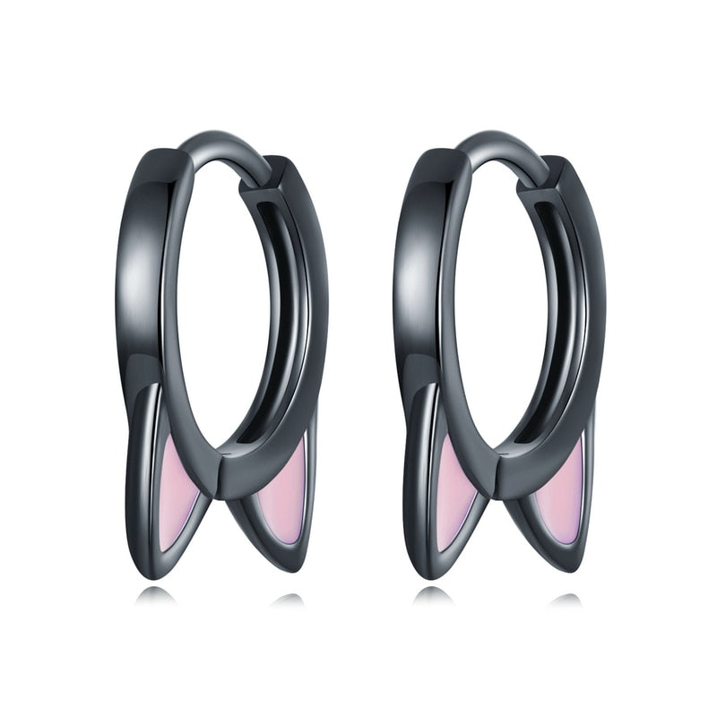 Black Pink Cat Earrings - Cat Ear - Cat earrings