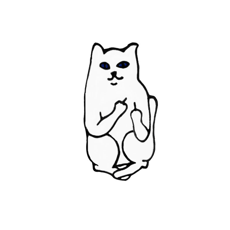 Black White Cats Enamel Pins - Cat 2
