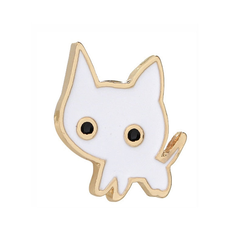 Black White Cats Enamel Pins - Cat 8