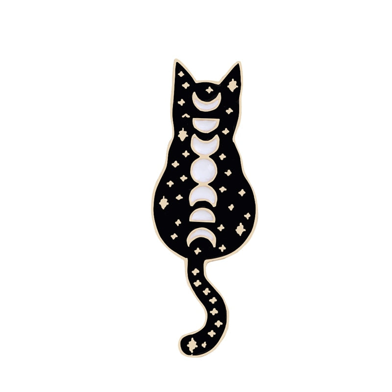 Black White Cats Enamel Pins - Cat 7