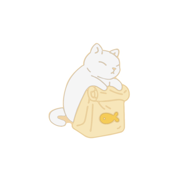 Black White Cats Enamel Pins - White Cat