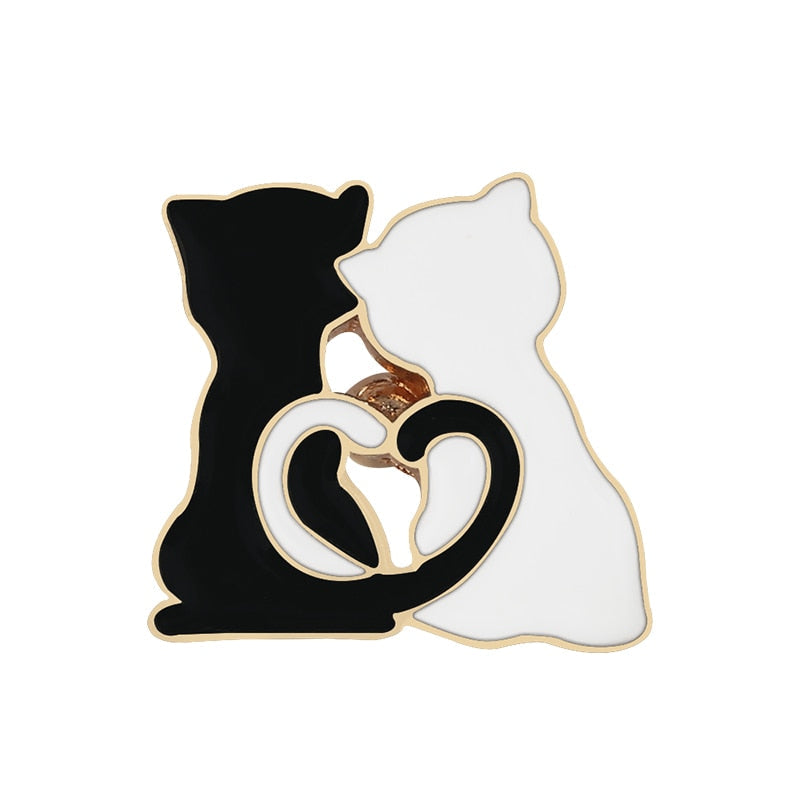 Black White Cats Enamel Pins - Cat 5