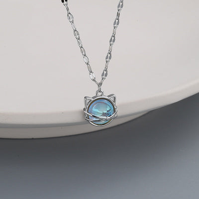 Blue Cats Eye Necklace - Cat necklace