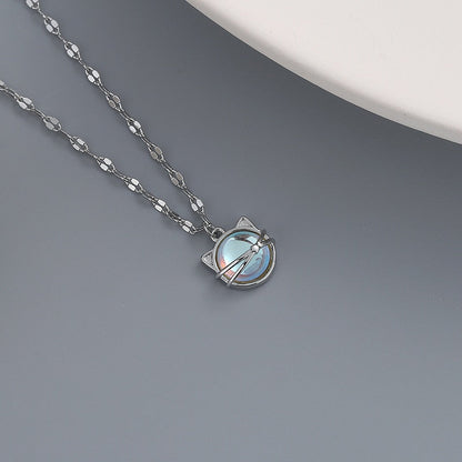 Blue Cats Eye Necklace - Cat necklace