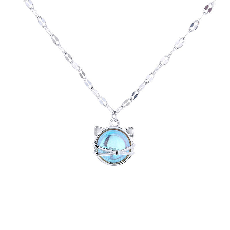 Blue Cats Eye Necklace - Cat necklace