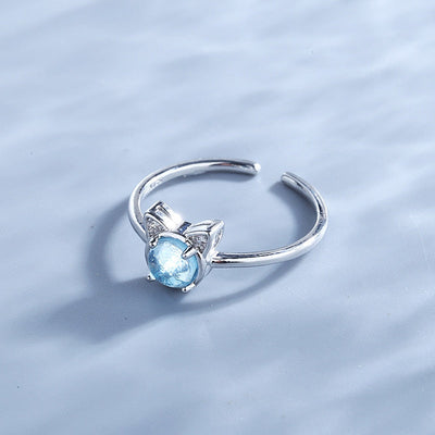 Blue Cats Eye Ring - cat rings