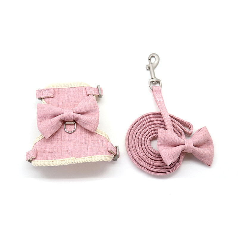 Bow Cat Collar and Leash - Pink / S - cat harness leash