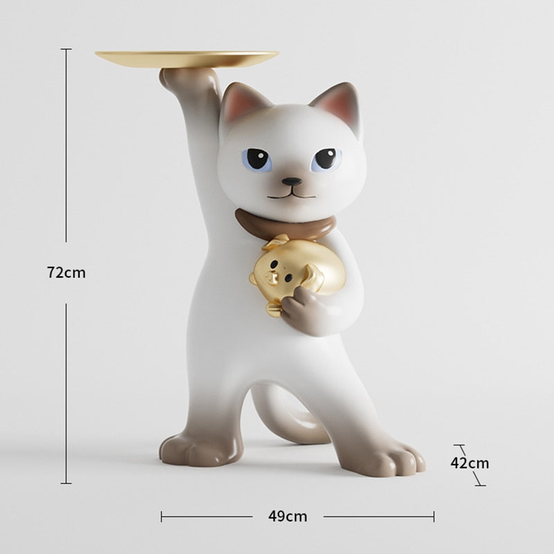 Calico Cat Statue - Brown / 72cm / China