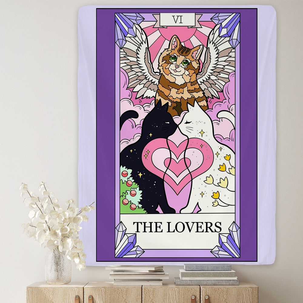 Card Cat Tapestry - Purple - Cat Tapestry