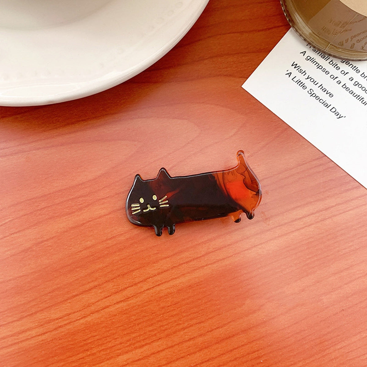 Cartoon Cat Hair Clip - Brown - Cat hair clips